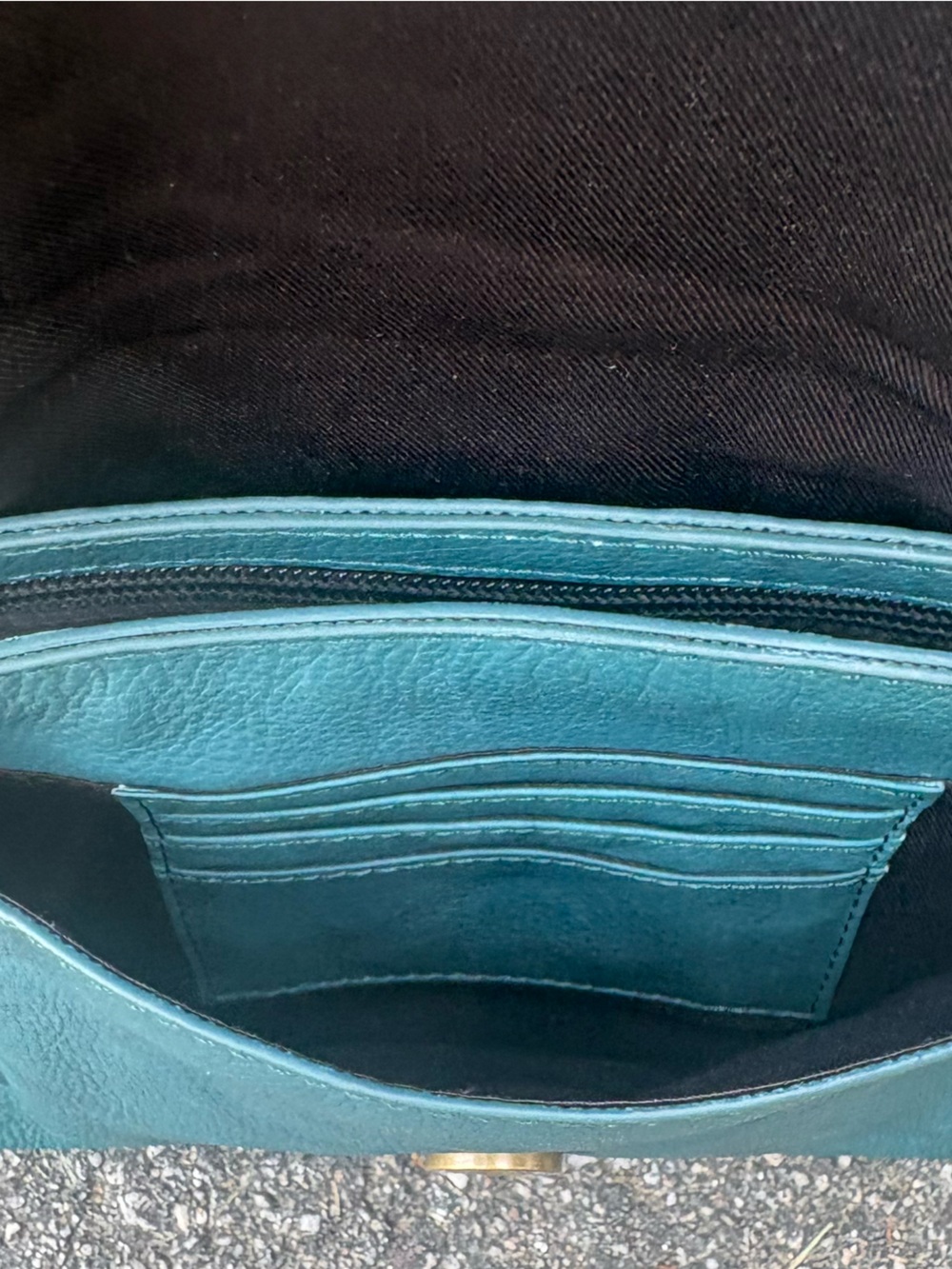 NWOT! Genuine Leather Everyday Envelope Crossbody/Shoulder Bag, “Mineral Blue” - Picture 8 of 11